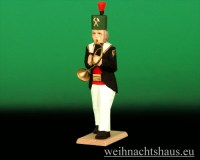 Seiffen Weihnachtshaus - Bergmann geschnitzt aus Holz mit Waldhorn - Bild 1