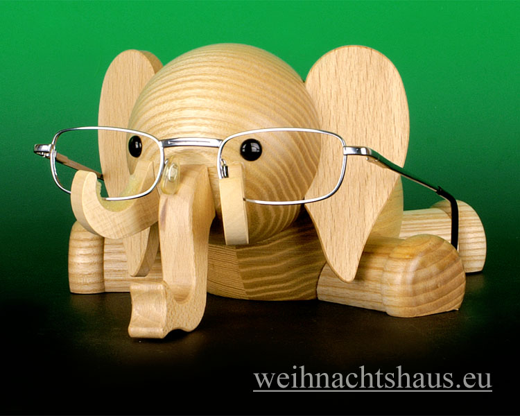 Brillenhalter Brillenständer aus Holz Tiere Elefant Erzgebirge