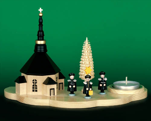 Seiffen Weihnachtshaus - Teelichtleuchter Seiffener Kirche - Bild 1