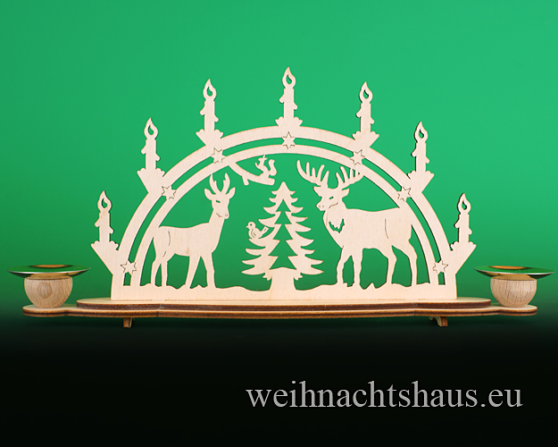 Schwibbogen Erzgebirge für Kerzen Lichterbogen Kerzenbogen Wald mit Rehe kaufen