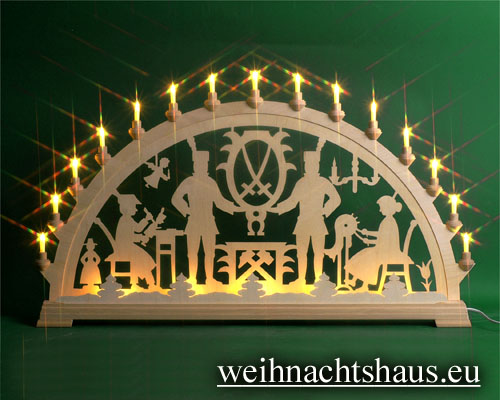 Seiffen Weihnachtshaus - Schwibbogen 20 Kerzen Bergmann 100 cm - Bild 1